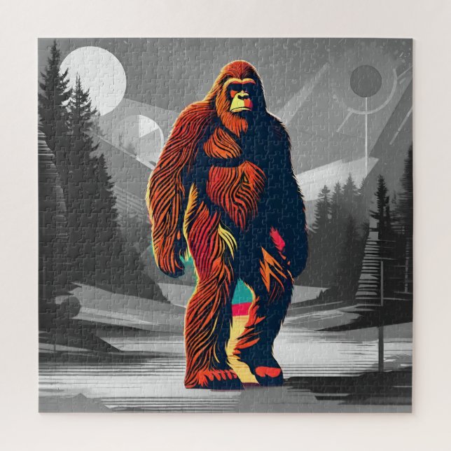 Colorful Bigfoot Believe the Unbelievable Jigsaw Puzzle (Vertical)