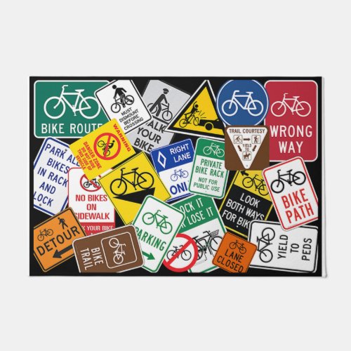 Colorful Bike Mat Trendy Traffic Signs Doormat