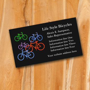 Colorful Bikes Bicycle Business Template Business Card by Westerngirl2 at Zazzle
