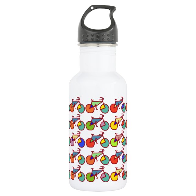 Colorful Bikes pattern Water Bottle (Front)