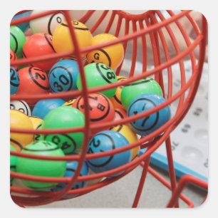 Colorful Bingo Balls in Spinner Square Sticker
