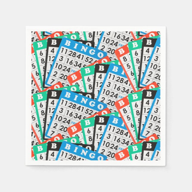 Colorful Bingo Card Collection Napkins (Front)