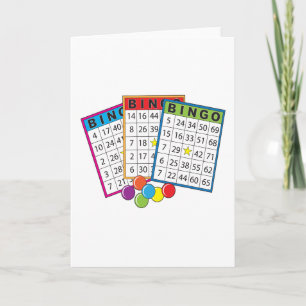 Colorful Bingo Game Cards with Chips