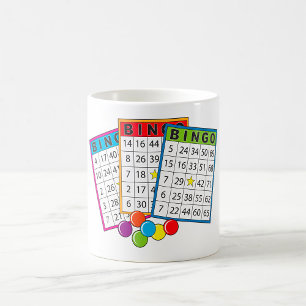 Colorful Bingo Game Cards with Chips Coffee Mug