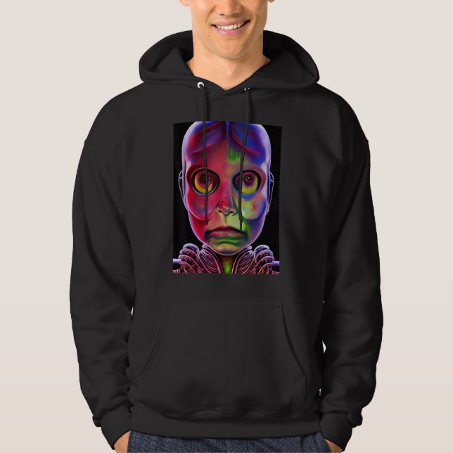 Colorful Biomechanical Artificial Intelligence Cyb Hoodie (Front)