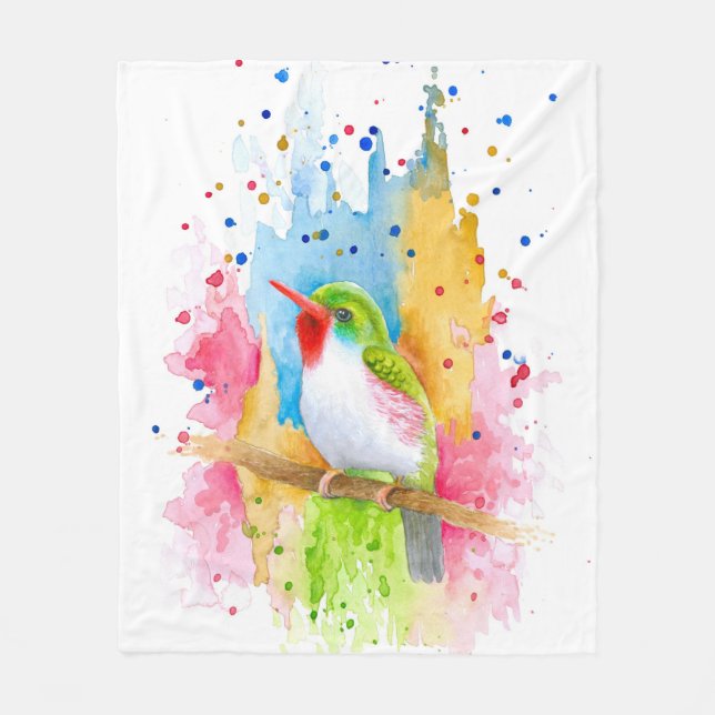 Colorful bird 72 fleece blanket (Front)