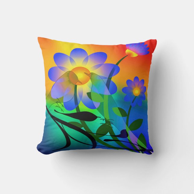 Colorful Bird and Flower cushion and (Front)