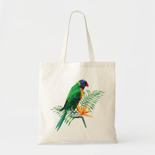 Colorful Bird And Flower Tote Bag (Front)
