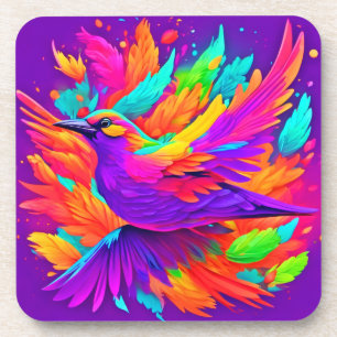 Colorful Bird Art Beverage Coaster