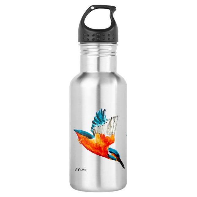 Colorful Bird Art Kingfisher Water Bottle (Front)