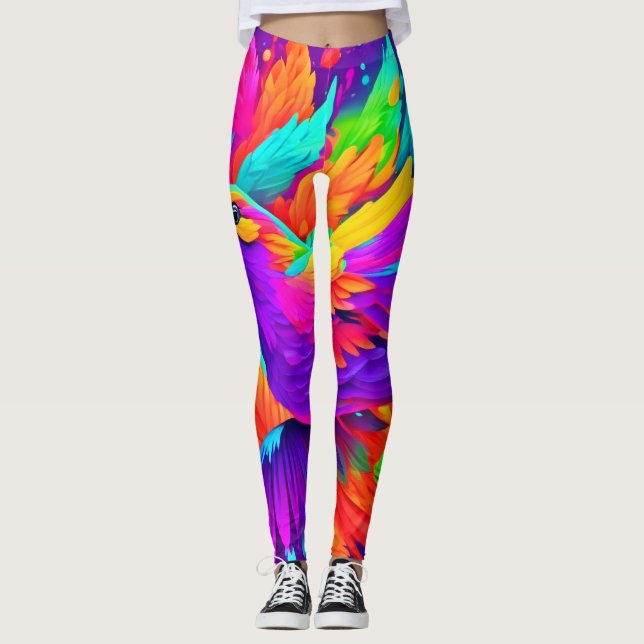 Colorful Bird Art Leggings (Front)