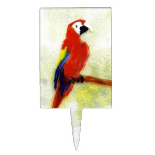 Colorful Bird Art Macaw Parrot Cake Topper