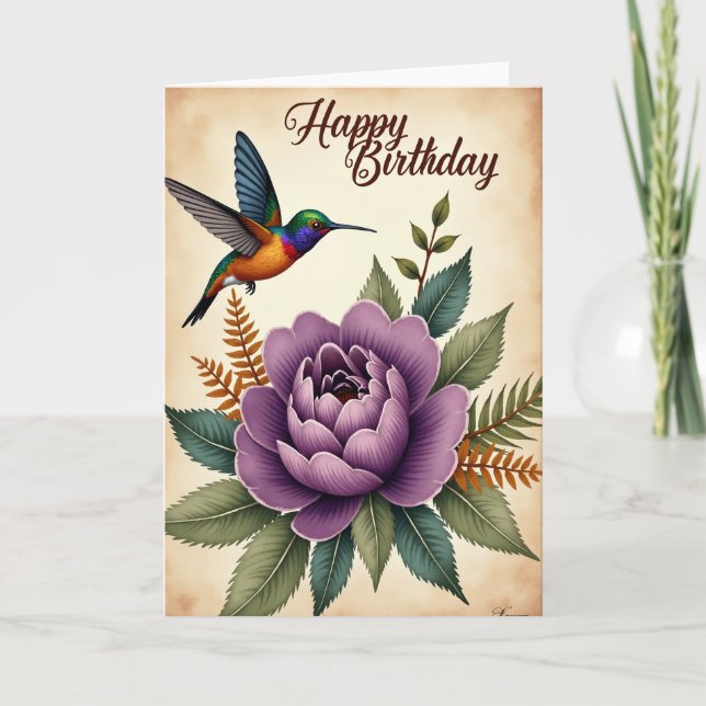 Colorful Bird Birthday Card (Front)