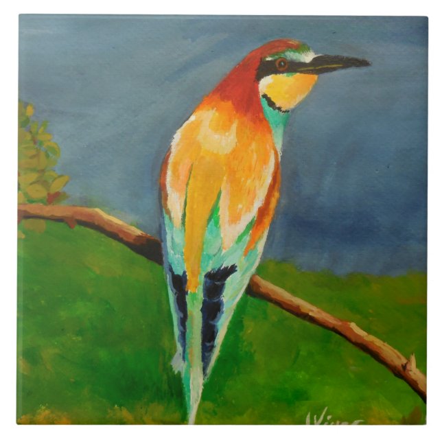 Colorful Bird Ceramic Tile (Front)