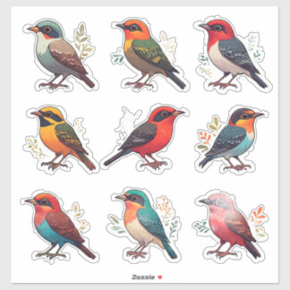 Colorful Bird Character Sticker Set Collection 🐦