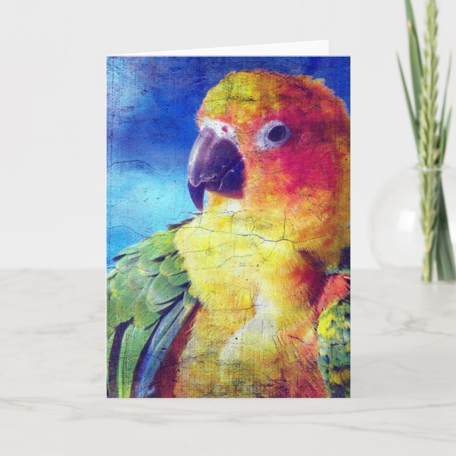 Colorful Bird Crackle Texture Card (Front)