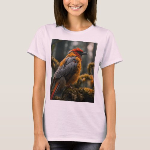Colorful Bird Design Womens T_Shirt  Express you