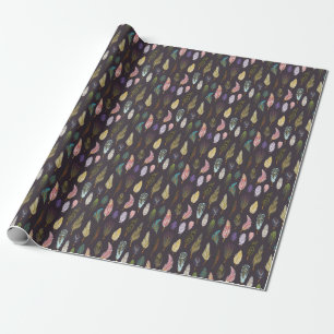 Colorful Bird Feathers Watercolor Pattern Wrapping Paper