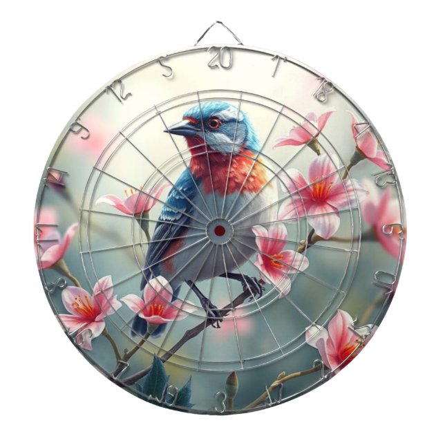 Colorful Bird Floral Dartboard (Front)