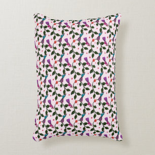 Colorful Bird Floral Seamless Pattern Tapestry Accent Pillow