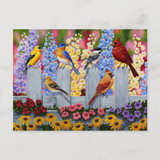 Colorful Bird Flower Garden Postcard