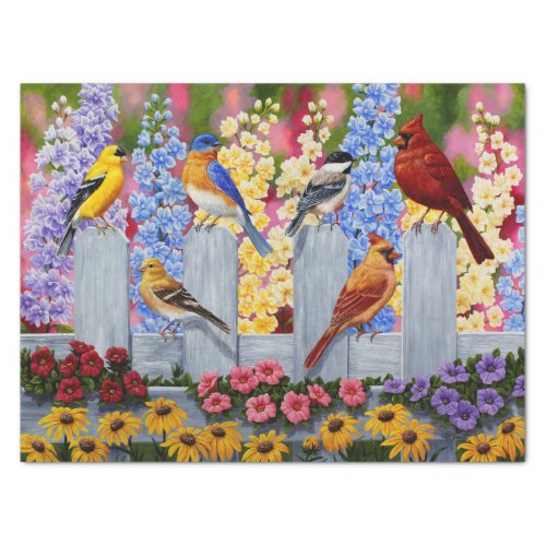 Colorful Bird Flower Garden Tissue Paper