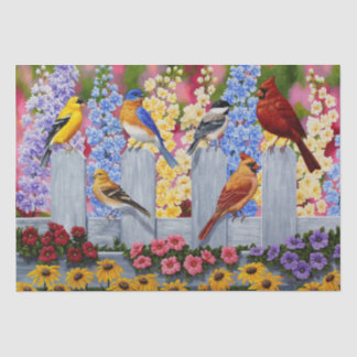 Colorful Bird Flower Garden Tissue Paper