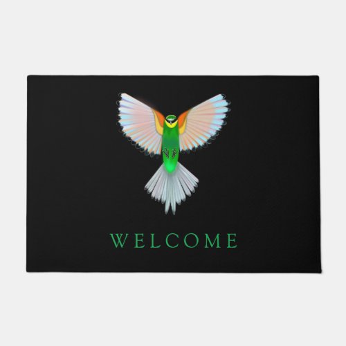 Colorful Bird Flying Doormat Welcome Custom Colors