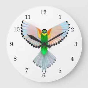 Colorful Bird Flying Large Clock