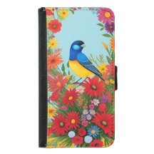 Colorful Bird Illustration With Floral Background