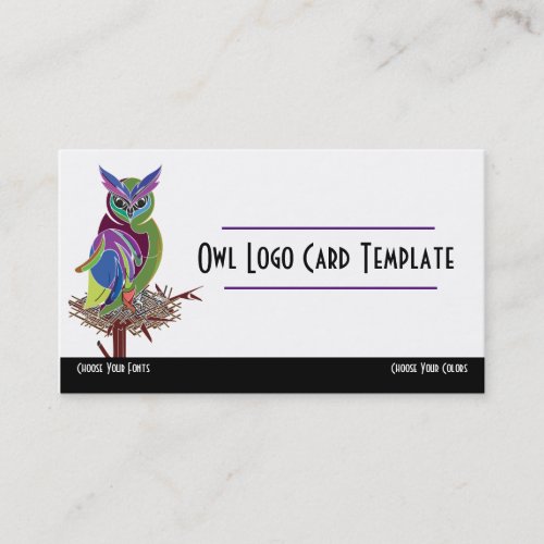 Colorful Bird in a Nest Owl Logo Business Card