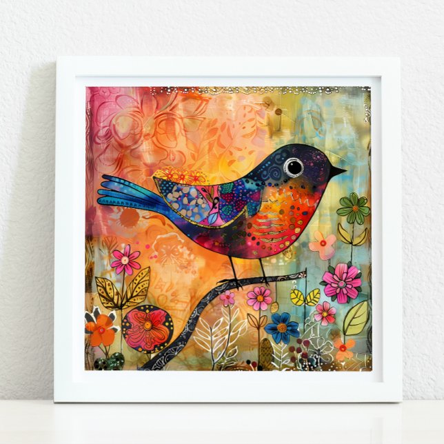 COLORFUL BIRD MIXED MEDIA POSTER (COLORFUL BIRD MIXED MEDIA POSTER)