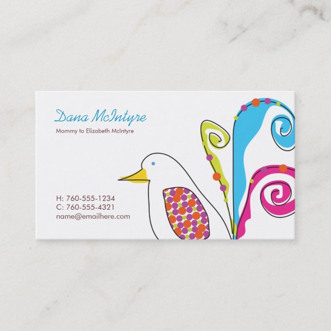Colorful Bird Mommy Calling Cards (Front)