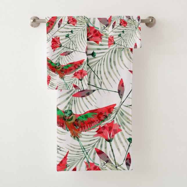 Colorful bird of Paradise stylish Bath Towel Set (Insitu)