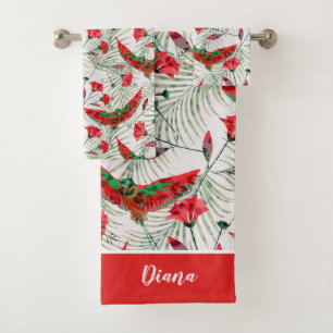 Colorful bird of Paradise stylish Bath Towel Set