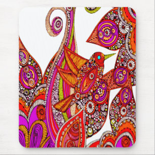 Colorful Bird Of Paradise White Mouse Pad