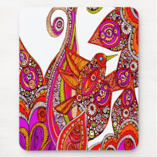 Colorful Bird Of Paradise White Mouse Pad