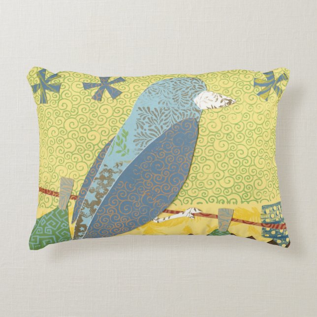 Colorful Bird on a Wire Accent Pillow (Front)