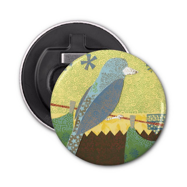 Colorful Bird on a Wire Bottle Opener (Front)