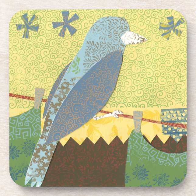 Colorful Bird on a Wire Coaster (Front)
