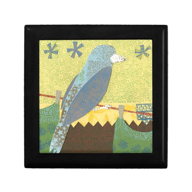 Colorful Bird on a Wire Jewelry Box (Front)