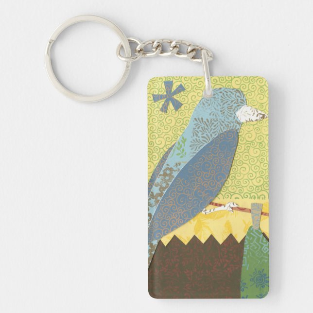 Colorful Bird on a Wire Keychain (Front)