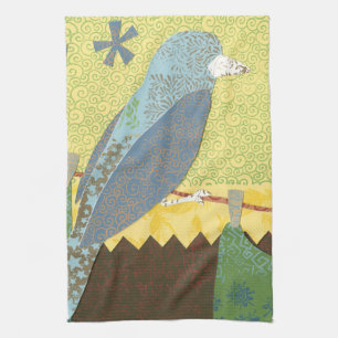 Colorful Bird on a Wire Kitchen Towel
