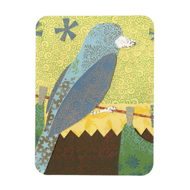 Colorful Bird on a Wire Magnet (Vertical)