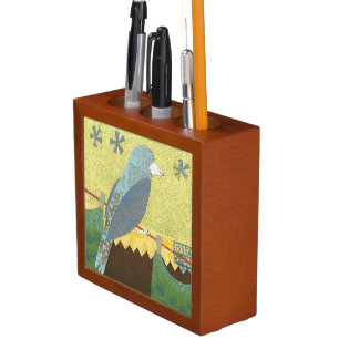 Colorful Bird on a Wire Pencil/Pen Holder