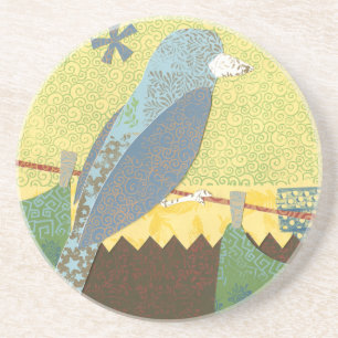 Colorful Bird on a Wire Sandstone Coaster