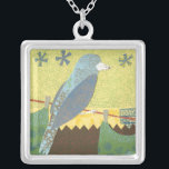 Colorful Bird on a Wire Silver Plated Necklace<br><div class="desc">Feeling artsy? This collage of many different patterns and colors representing a bird on a wire will delight any modern art lover. Put some color in your life and on any of your favorite Zazzle product today!</div>