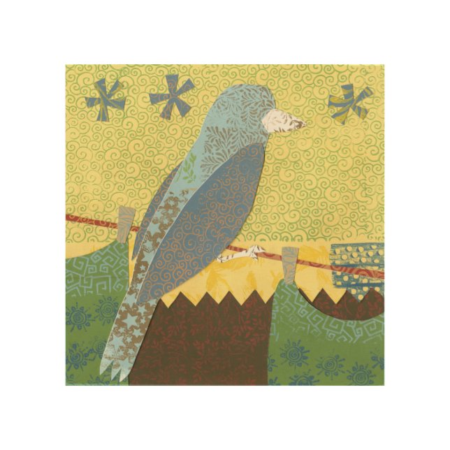 Colorful Bird on a Wire Wood Wall Art (Front)