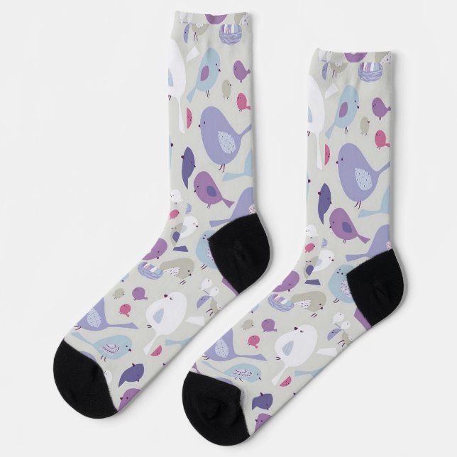 Colorful Bird Patterned Fun Socks for Bird Lovers (Left)