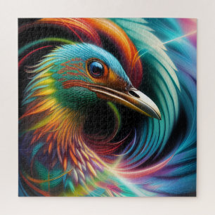 Colorful bird peacock swirling feathers jigsaw puzzle